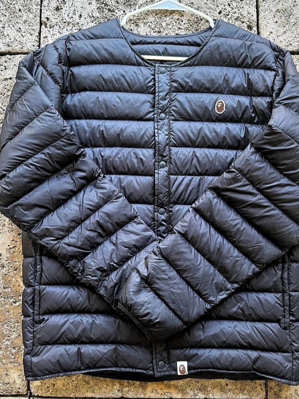 Bape A Bathing Ape Nylon Taffeta Inner Down Jacket Black Nylon Puffer Jacket XL